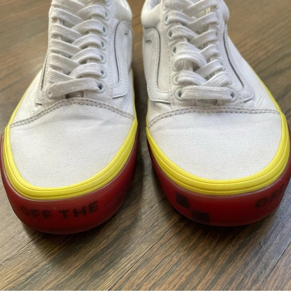 VANS Old Skool ‘ OFF THE _ ‘ Low Canvas White/Yellow RARE 500714 Men 7 Women 8.5 - Picture 8 of 12